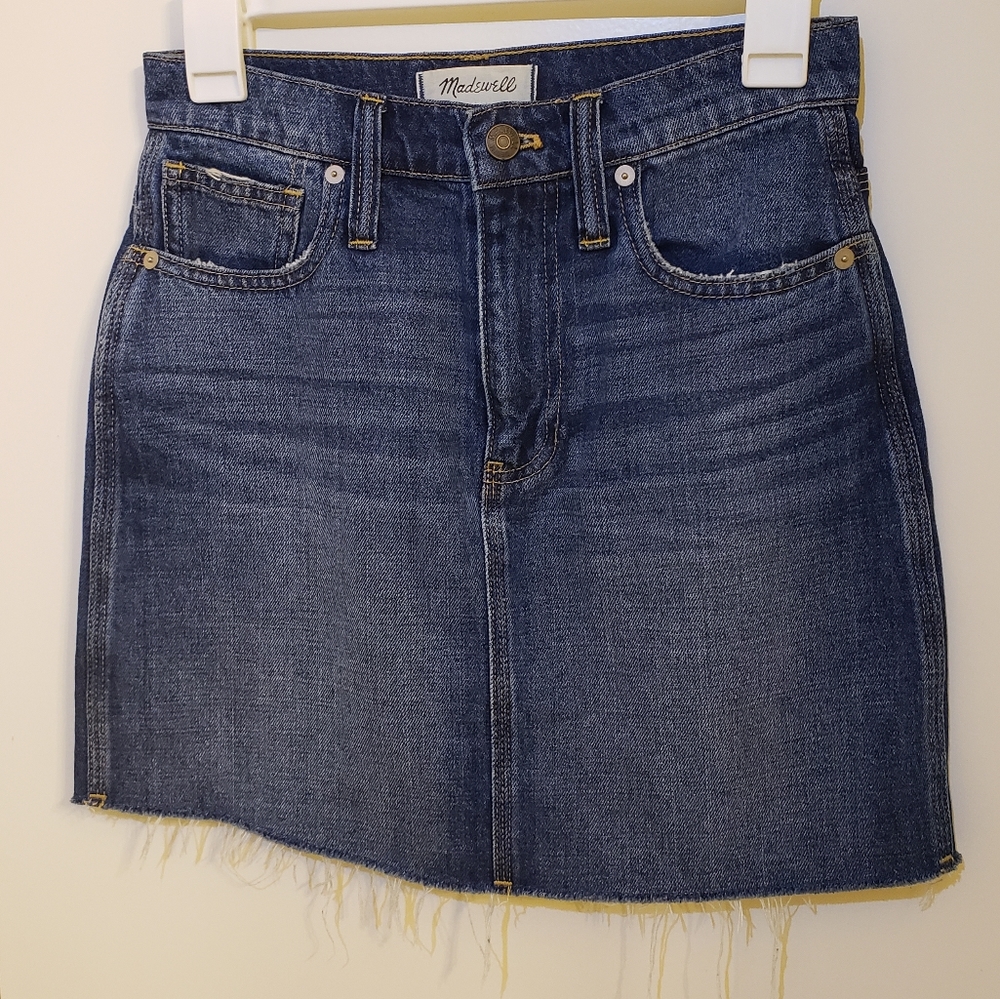 Madewell Rigid Distressed Denim Mini Skirt. 24